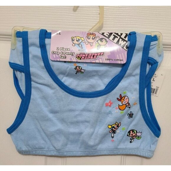 NEW Vtg 2000 Y2K Powerpuff Girls 2 Piece Set Crop Top Bra & Panty Set Girls Sz L